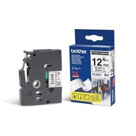Brother | S231 | Laminovaná páska | Termolepiaca | Čierna na bielom podklade | Rolka (1,2 cm x 8 m) - Image 3