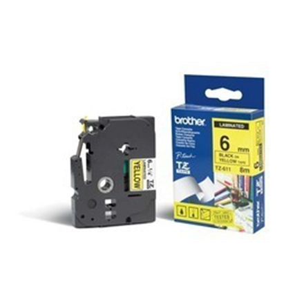 Brother | 611 | Laminovaná páska | Termotlač | Čierna na žltom | Rolka (0,6 cm) - Image 5