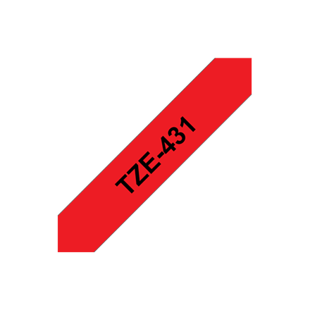 Brother | 431 | Laminovaná páska | Termo | Čierna na červenom | Rolka (1,2 cm x 8 m)