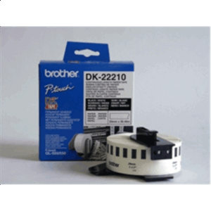 Brother | DK-22210 | Etikety | Termotlač | Čierny na bielom | Rolka (2,9 cm x 30,5 m)