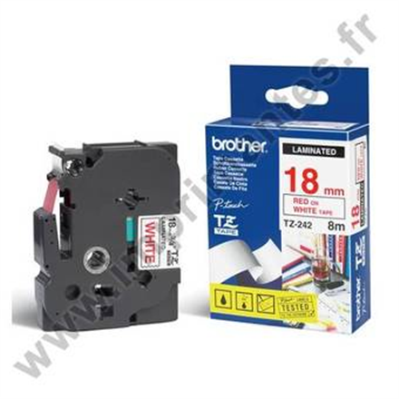 Brother | 242 | Laminovaná páska | Termo | Červená na bielom podklade | Rolka (1,8 cm x 8 m) - Image 6