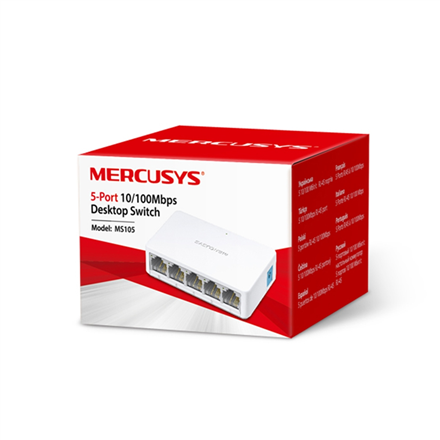 Mercusys | Prepínač | MS105 | Nespravovaný | Stolný počítač | Počet portov 10/100 Mbps (RJ-45): 5 | - Image 2