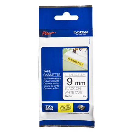 Brother | S221 | Laminovaná páska | Termolepiaca | Čierna na bielom podklade | Rolka (0,9 cm x 8 m) - Image 5