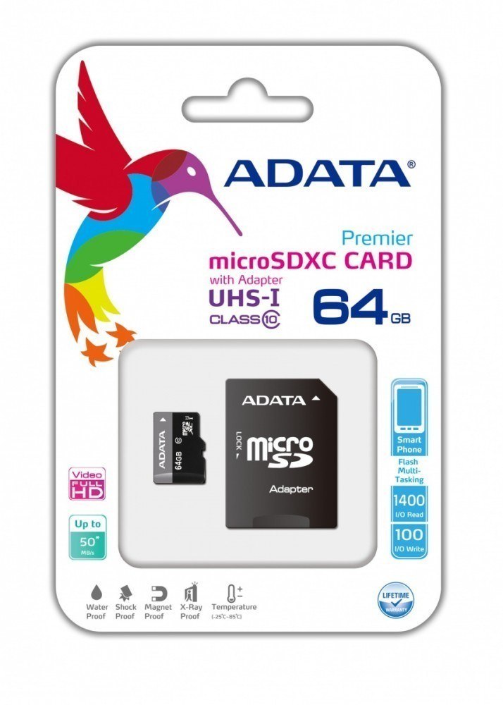 ADATA Premier | Pamäťová karta Flash | 64 GB | Pamäťová karta microSDXC UHS-I | Rýchlostná trieda UH - Image 2