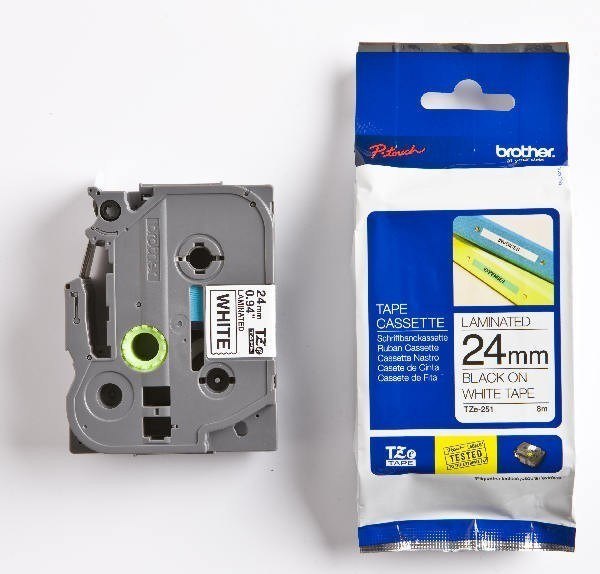 Brother | 251 | Laminovaná páska | Termolepiaca | Čierna na bielom podklade | Rolka (2,4 cm x 8 m) - Image 2
