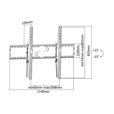 Sunne | Nástenný držiak | 60-100-LP | 60-100 " | Maximálna hmotnosť (nosnosť) 100 kg | Čierna - Image 3