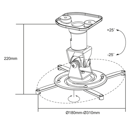 Držiak projektora Logilink BP0003, stropný, univerzálny, 220 mm, biely | Logilink - Image 3