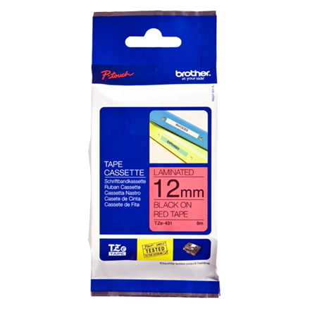 Brother | 431 | Laminovaná páska | Termo | Čierna na červenom | Rolka (1,2 cm x 8 m) - Image 3