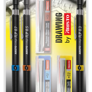 Sada mechanických ceruziek Aristo AR-23559 HB 0,35/0,5/0,7 mm s voľnými vodidlami ceruziek