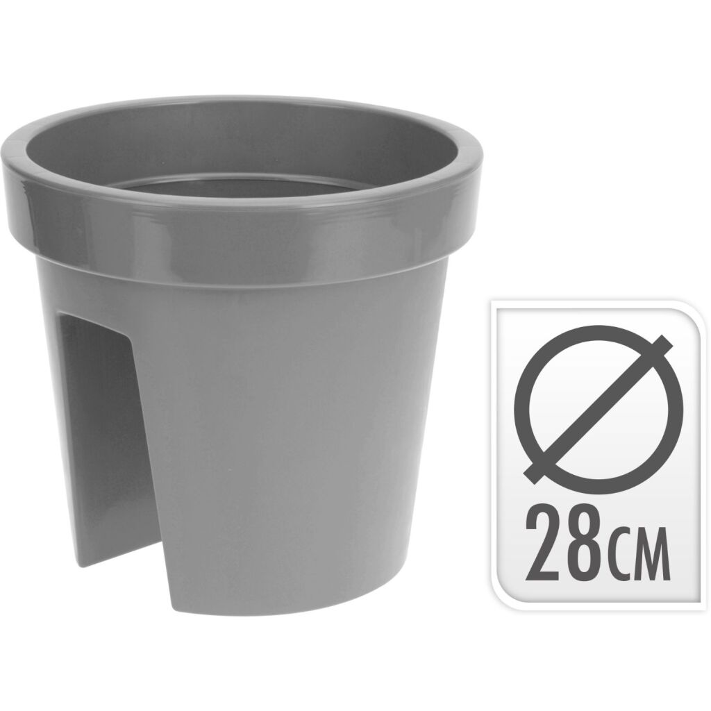 Basic Okrúhly balkónový kvetináč 28 cm svetlosivý