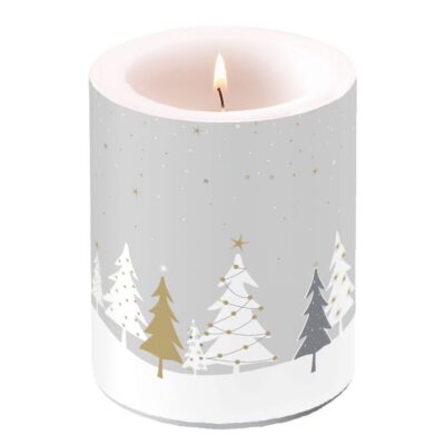 Ambiente Pillar Candle Midnight Trees 10×12 cm Sivá
