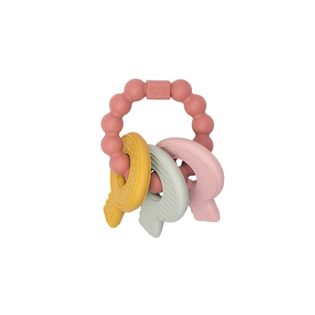Little Dutch Malý holandský prsteň na zuby silikónový zväzok kľúčov ružový