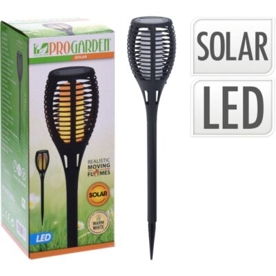 Pro Garden Solárna LED baterka 10×58 cm Čierna