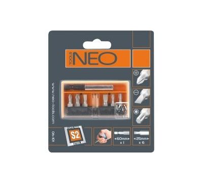 Sada bitov Neo Tools 7 magnetický držiak bitov S2 Steel