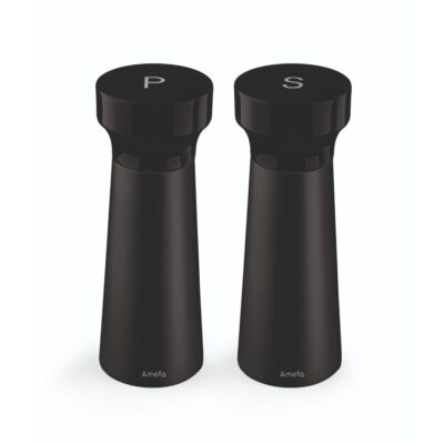 Súprava dreveného mlynčeka na soľ a korenie Amefa 15 cm 2 ks čierna