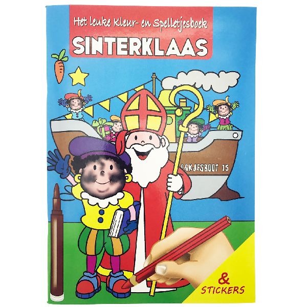 Basic Sinterklaas Omaľovánka a Hry s nálepkami A4