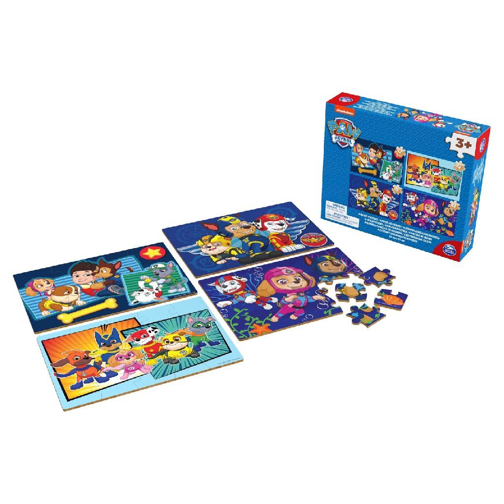 Krabička od topánok Paw Patrol 4 drevené puzzle 12-16-20-24 ks