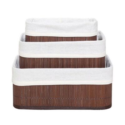 Homestyle Pro bambusové úložné košíky 3 ks hnedá/biela