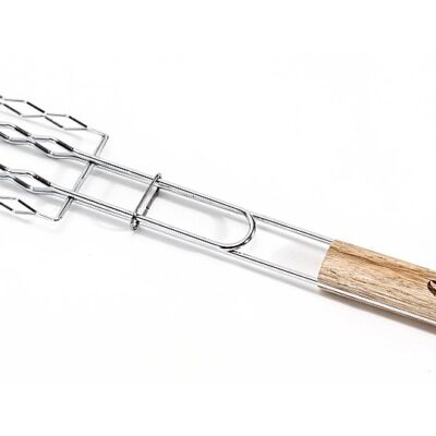 Tepro 8527 Grilovacia spona na 4 klobásy s drevenou rúčkou 51 cm