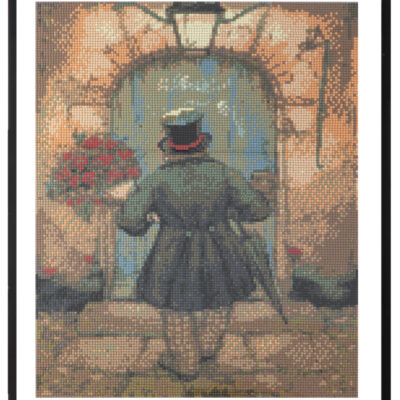 Diamantový obraz Grafix Anton Pieck Muž s ružami 40x50cm