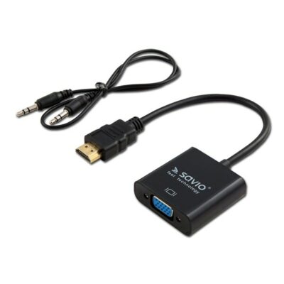 SAVIO HDMI (M) – VGA (F) adaptér so zvukom CL-23/B čierny