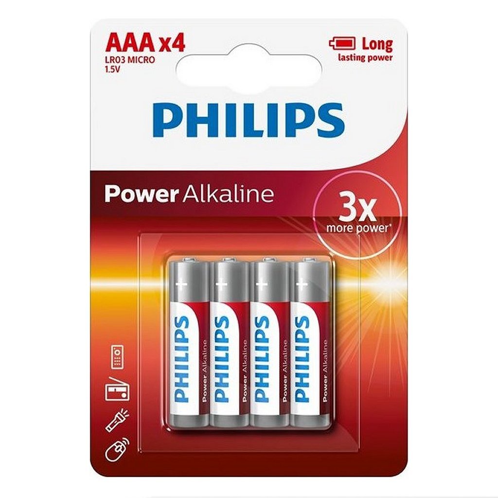 Alkalické batérie Philips AAA 4 ks